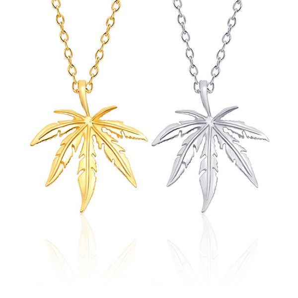 

pendant necklaces 2021 necklace gold street hip hop plant leaf men and women wild trend jewelry gift, Silver