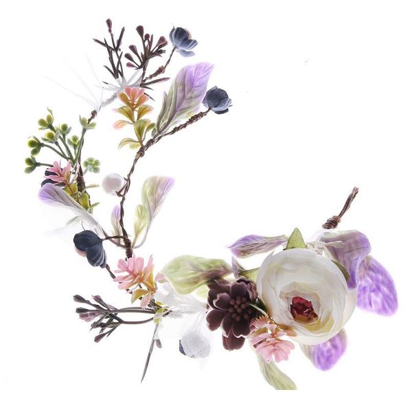 

women wedding party headwear hair accessories girl semicircle flower wreath crown festival headband headdress floral jllszf