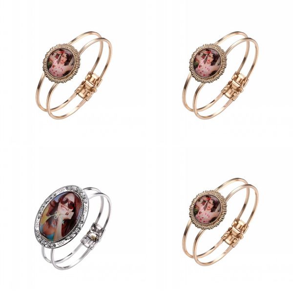 

ladies sublimation blank alloy bangle jewelry diy girls thermal transfer printing gold and silver plating fashion bracelet 7 5mk j2
