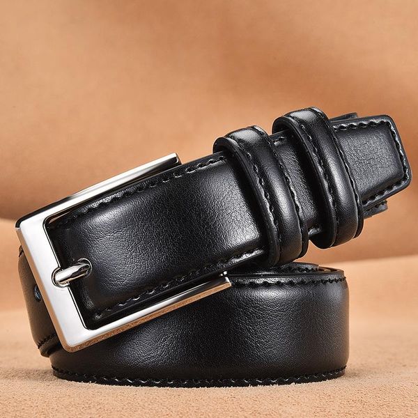 

belts lauwoo fashion men genuine leather luxury designer brown vintage waist belt for jeans cinturon cowboy hombre drop, Black;brown