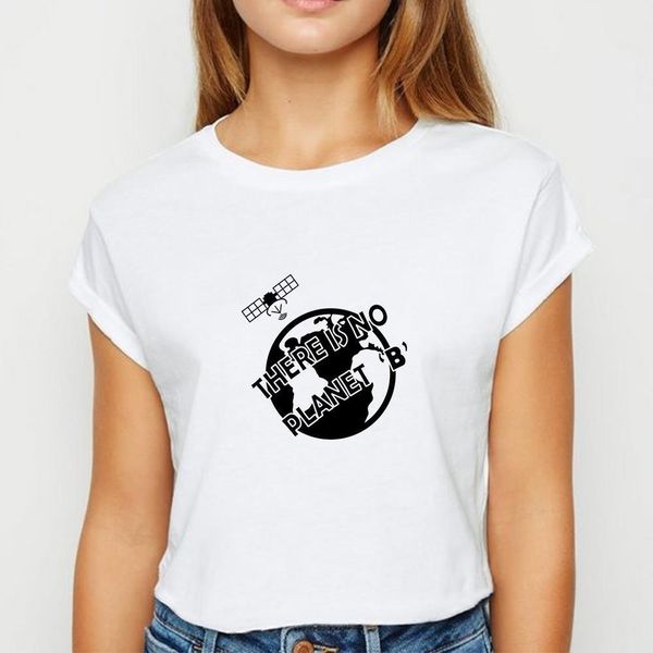 

mountain there is no planet b tshirt vintage spring summer t shirt women streetwear fashion round collar t-shirts, White