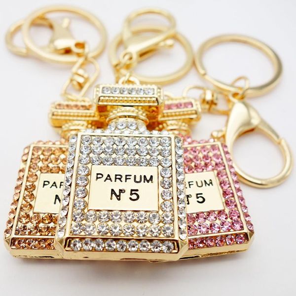 

adojewello jewelry 3colors rhinestone crystal twinkling perfume bottle keychain keyring gift for girls handbag chram wholesale, Silver