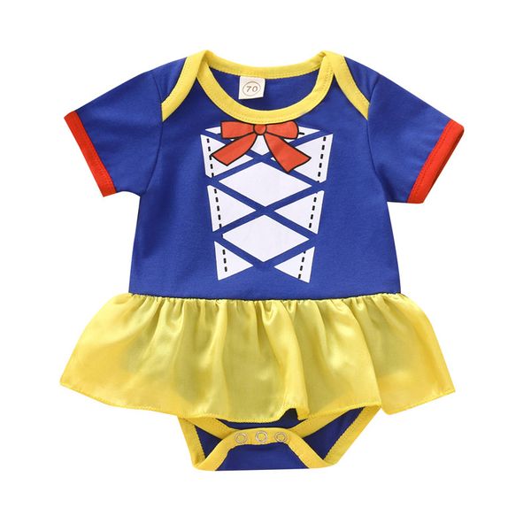 

baby girls rompers infant ruffle short sleeve romper dress toddler cartoon printed onesies kids casual clothes ropa bebe 0-24m 061127, Blue