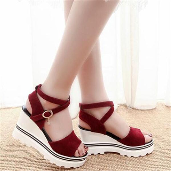 

2021 new summer high-heeled wedge-heeled women's sandals open toe workplace women's platform sandals fashion shoes, Black