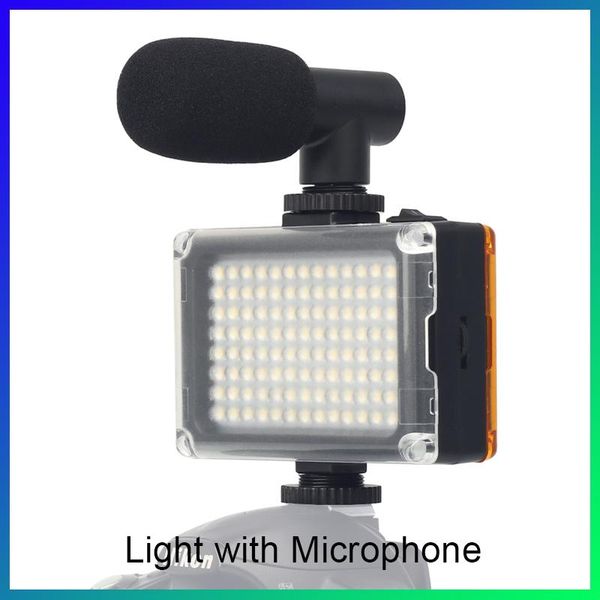 

flash heads mini portable 104 led video light with microphone triple cold shoe vlog fill pography lighting