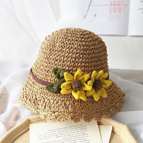 

caps & hats summer flowers shade sun hat straw beach outdoor weave korean  1, Yellow