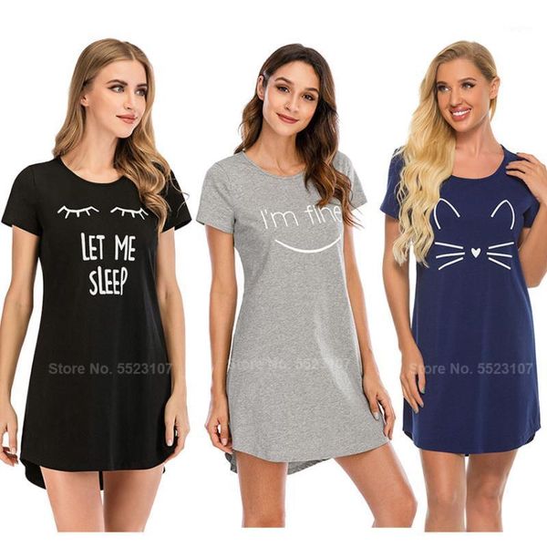 

summer women short nightgown elegant elastic cotton soft sleepwear dress female home nightwear t-shirt dresses loungewear1, Black;red