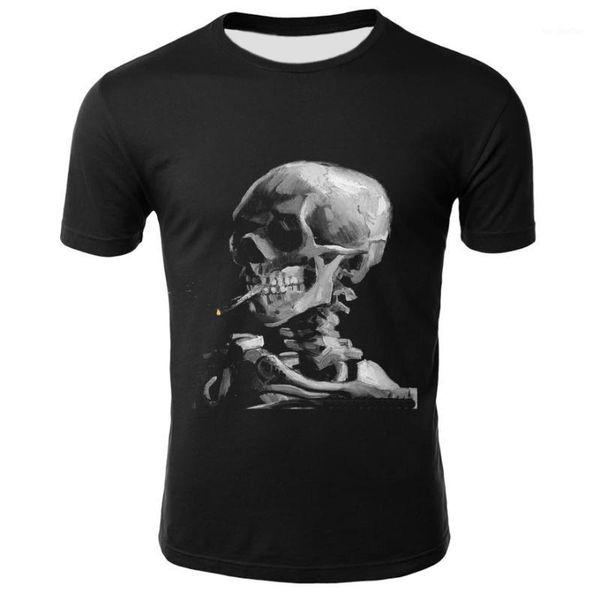 

men's t-shirts summer 2021 horror skull t-shirt 3d printed cool streetwear, funny refreshing wild round neck shirt1, White;black
