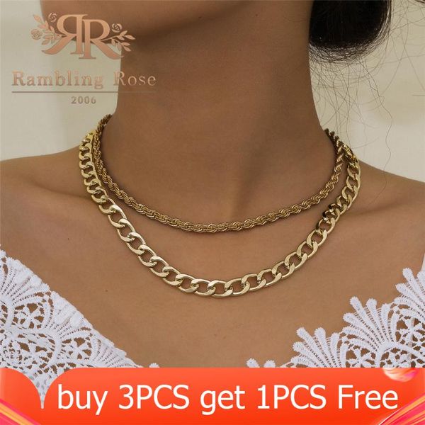 

chains double layers hithop necklace for women punk rock luxury gold color fashion charm collar choker chain necklaces jewelry gift, Silver