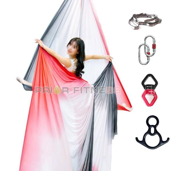

9meters gradational colors flying aerial silk set trapeze sling kit extension nylon yoga swing