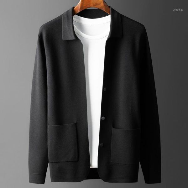 

new men casual youth autumn outerwear sweater turn-down collar computer knitted thick cardigan plus size -3xl 4xl1, White;black