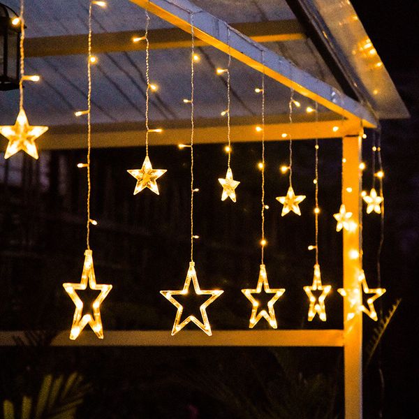 

led curtain light star and moon holiday string light 3.5m waterproof decoration lamp for wedding, party, christmas light 10pcs t1i3003-1