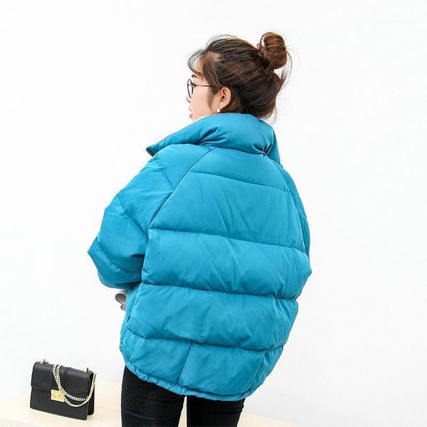 

women's down & parkas 2021 women's jacket winter coat women double-sided loose korean short warm jackets doudoune femme kj7611, Black