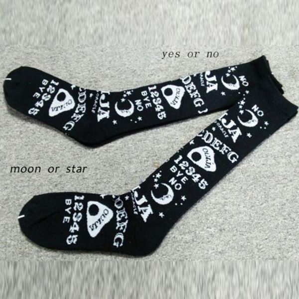 

fashion pattern ouija board women socks stockings cotton letter standard long black women socks for girls, Black;white