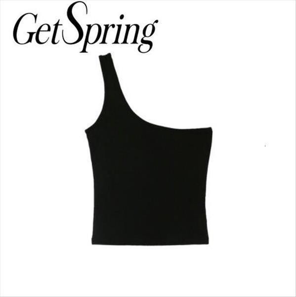 

getspring women crop asymmetry cotton crop women irregular off shoulder woman clothes 2020 new fashion, White