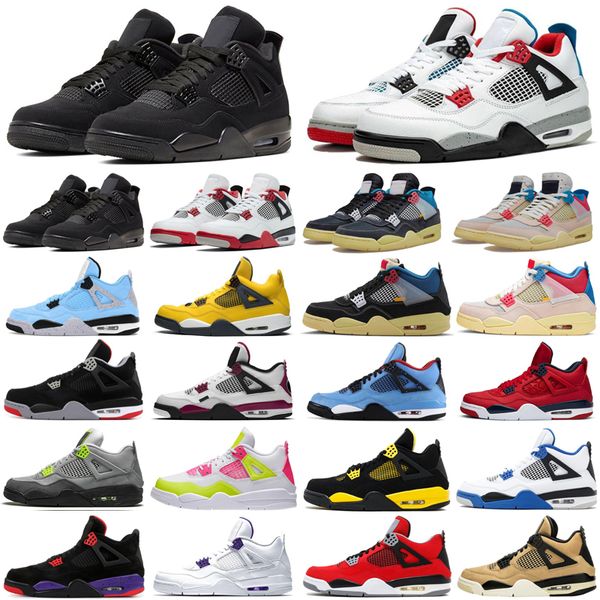 

classic jumpman 4 4s men women basketball shoes black cat cactus jack athletics mens womens trainers sports sneakers size 7-13, White;red