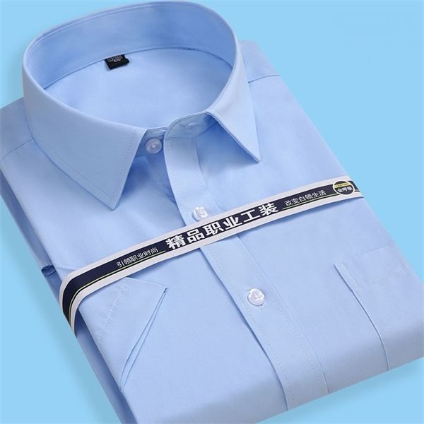 

summer short sleeve square collar regular fit oversize s to 8xl solid plain/twill formal business men dress shirts c1210, White;black