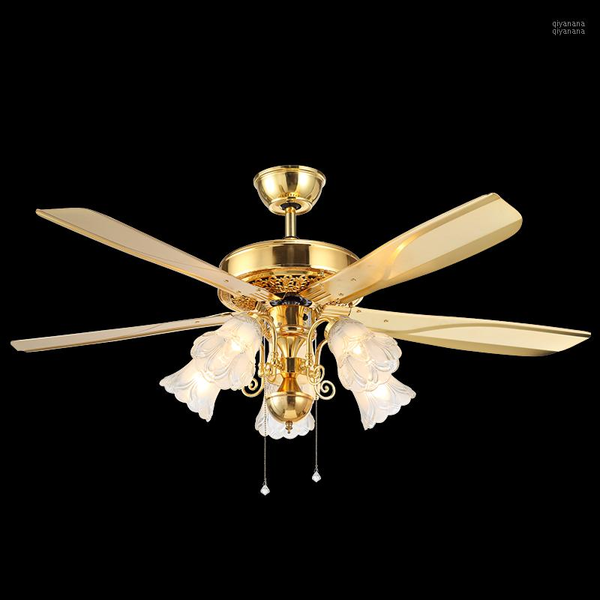 

electric fans luxury vintage american ceiling fan with lights pull rope switch ventilador dining living room bedroom e27 light fan1