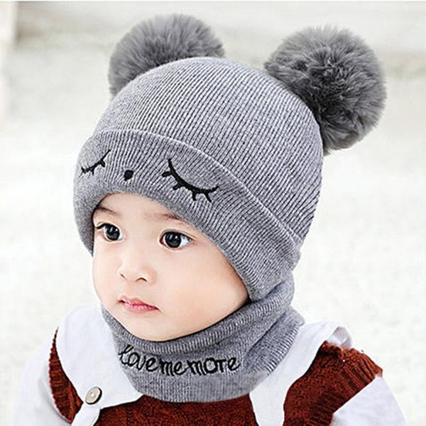 

caps & hats 2021 brand born baby kids girls boys winter warm knit hat furry balls pompom solid cute lovely beanie cap gifts#p301, Yellow