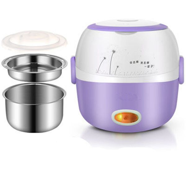 Recipientes de alimentos aquecidos da caixa de almoço 110V 220V caixa elétrica almoço recipiente roxo para alimento de aço inoxidável Bento caixa quente T200710