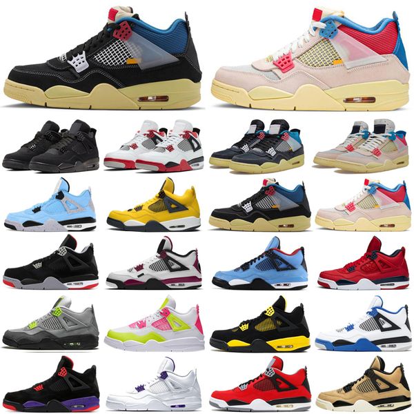 

fire red 4 4s jumpman men women basketball shoes cactus jack noir black cat university blue guava ice mens trainers sports sneakers, White;red