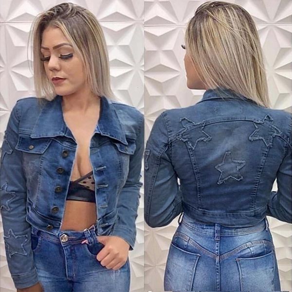 

2019 autumn and winter women denim jacket vintage cropped short denim coat long-sleeve slim jeans coat for women#j30, Black;brown