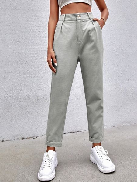 

solid straight leg pants d4gr#, Black;white