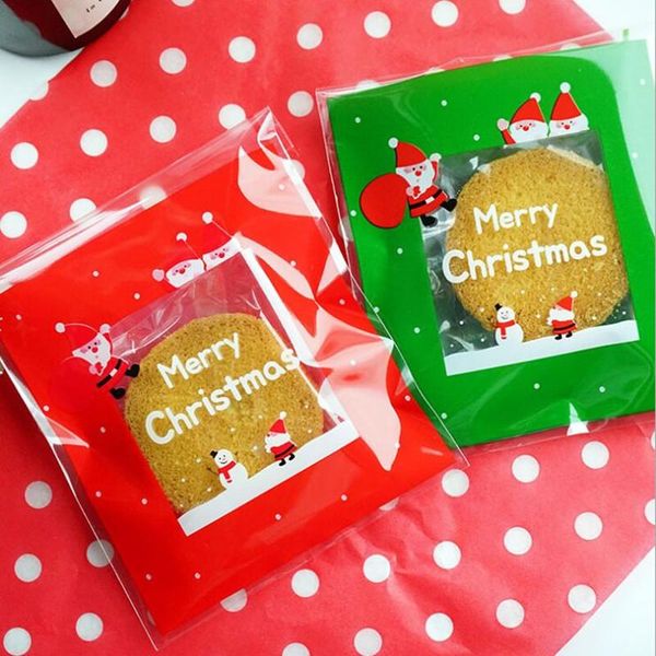 

new merry christmas opp bag 10x103cm red and green christmas self adhesive bags of candy bags ginger cookies gift bags 100pcs wmtxqy