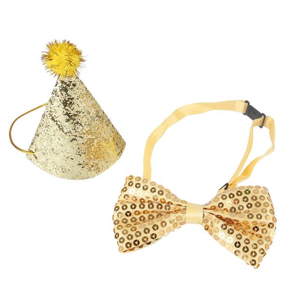 

2pcs set pet dogs caps with bowknot cat dog birthday costume sequin design headwear cap hat christmas party pets accessories h bbytjo