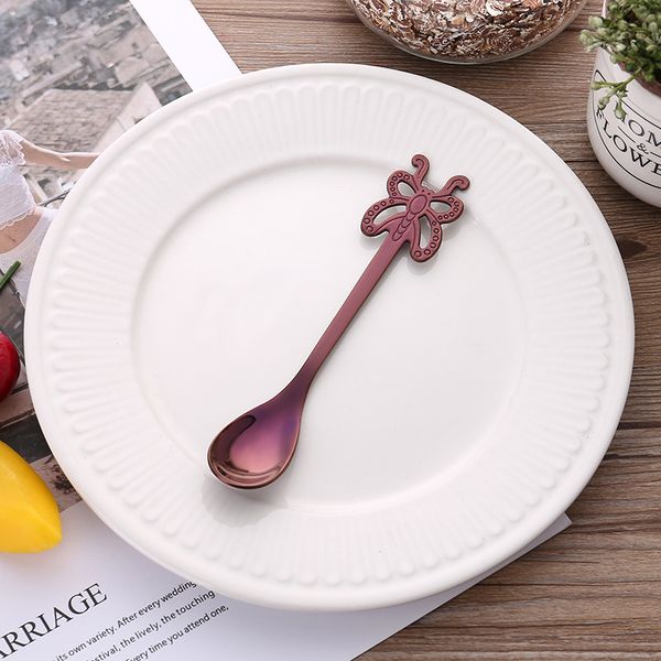 

stainless steel spoon fork butterfly creative fork dessert coffee stirring scoop multi color 3 8yj uu