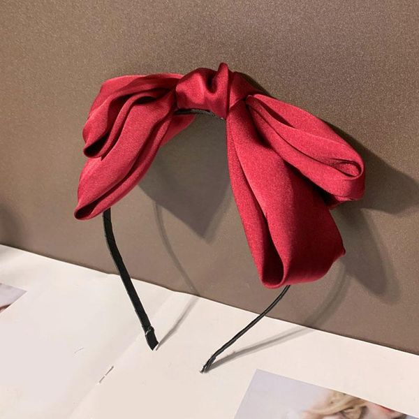 

korean sweet big bowknot women headband head hoop solid color satin hairband turban middle knotted hair hoop hair accessories q bbylvm