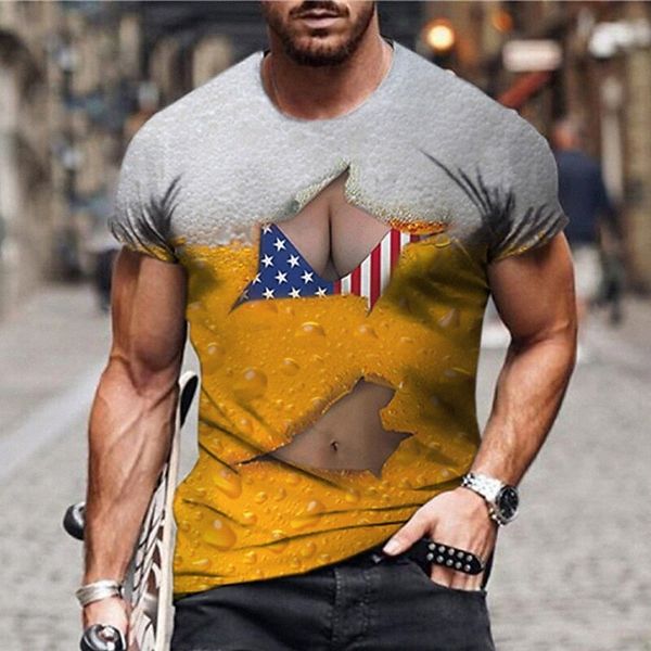 

men's t shirt 3d print graphic prints muscle crew neck daily holiday print short sleeve casual designer big and tall yellow l68t#, White;black