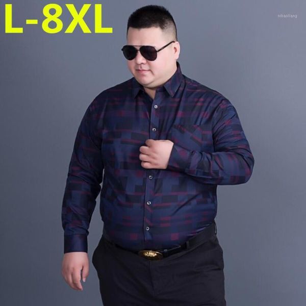 

plus size 8xl 7xl 6xl spring new brand business men's slim fit dress shirt male long sleeves casual shirt camisa masculina1, White;black