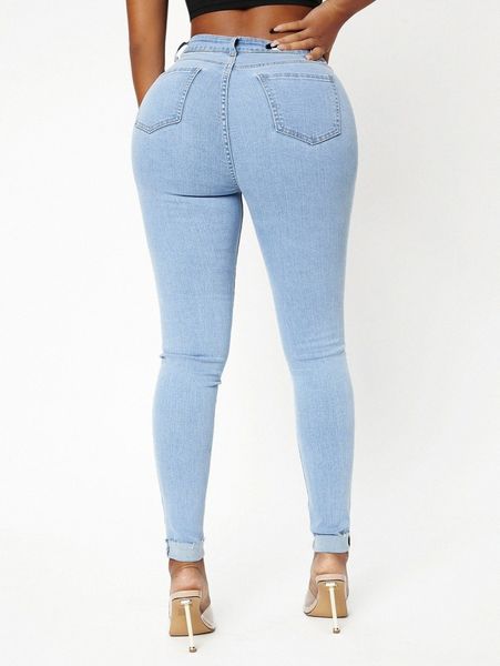 

sxy curvy high stretch skinny jeans 23ib#, Blue