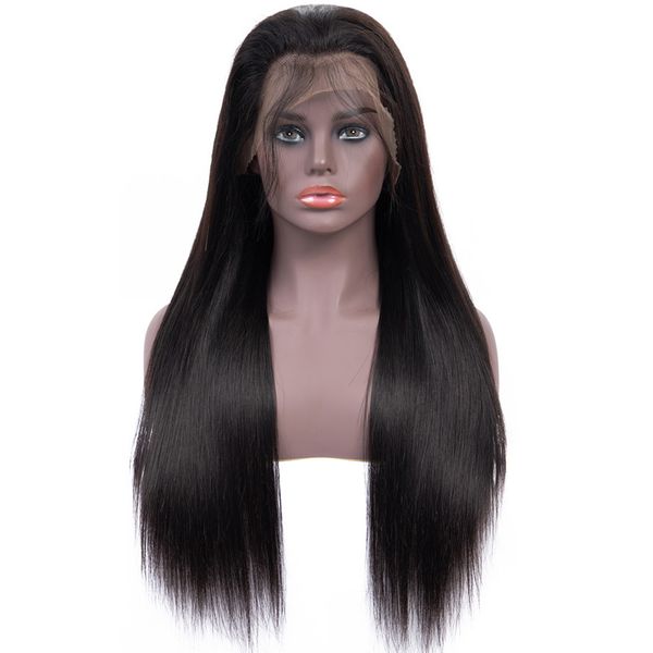 

lace front human hair wigs straight 13x4 pre plucked 150% malaysian remy human hair wigs closure wig lace frontal wigs for women, Black;brown