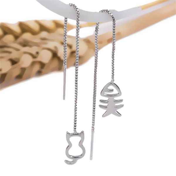 

dangle & chandelier 2021 arrival cute romantic cat fish long tassel earrings for women 925 sterling silver animal simple drop brincos