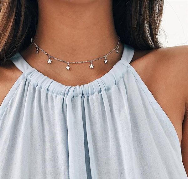 

fashion long necklaces 2018 summer new bohemia style gold silver color star moon necklace women boho pendants choker jewelry g2 wmtriwe