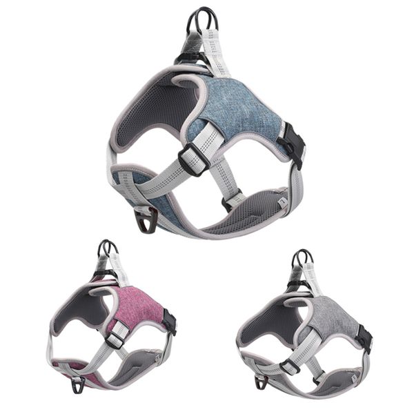 Reflexivo Nylon Pet Dog Harness Colete Ajustável Respirável Malha De Segurança De Segurança Arníssimo Arnês Colete Suprimentos Para Cães Médios Pequenos 201104