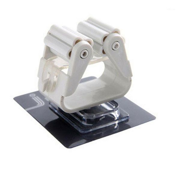 

wall mount storage holder broom hanger brush mop tool handle garden organizer white/ blue mop clips1