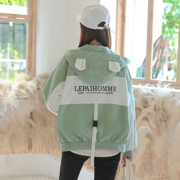 

bunny 2021 new nice letter printed lady fashion long lovely rabbit loose short spring antumn jacket 1 vovr, Black;brown