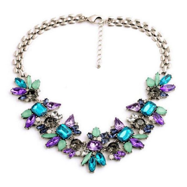 

chokers crystal chunky statement bib pendant chain choker necklace alloy charm jewelry, Golden;silver