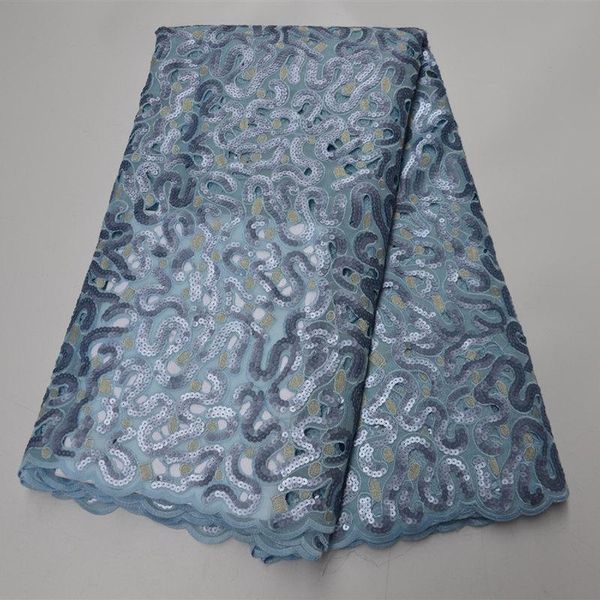 

ribbon african organza lace fabric nigerian french net tulle with sequins for dress, Pink;blue