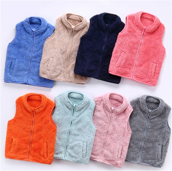 

kids baby boy girls sherpa fleece vest jacket children plush fluffy waistcoat sleeveless vests coat windbreaker warm jackets e120805, Camo