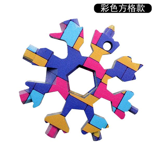 

wrench external hexagonal snowflake internal 18 in and one multifunctional screwdriver multi purpose hardware key chain, Silver
