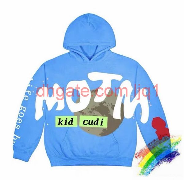 

foaming printing hoodie men women 1 streetwear heavy fabric pullovers hoody, Black