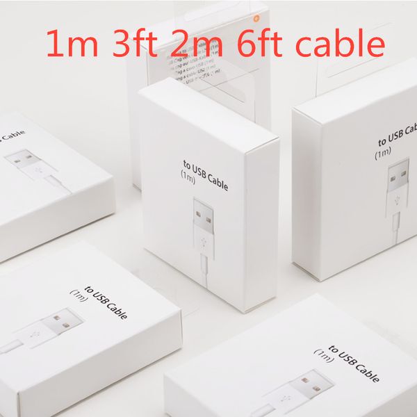 

100pcs/lot 7 generations original oem quality 1m 3ft 2m 6af usb data sync charge phone cable with retail package