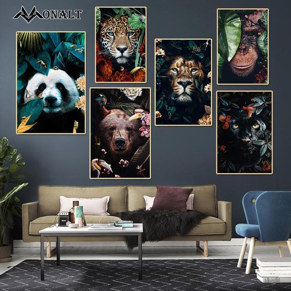 

canvas painting abstract art flower elk tiger elephant lion poster and prints modern living room wall animal decorative painting