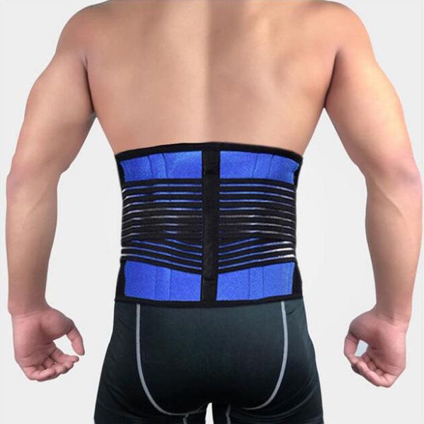 

waist support adjustable neoprene double pull exercise belt release spinal traction lumbar lower back brace slimming shaper sport, Black;gray