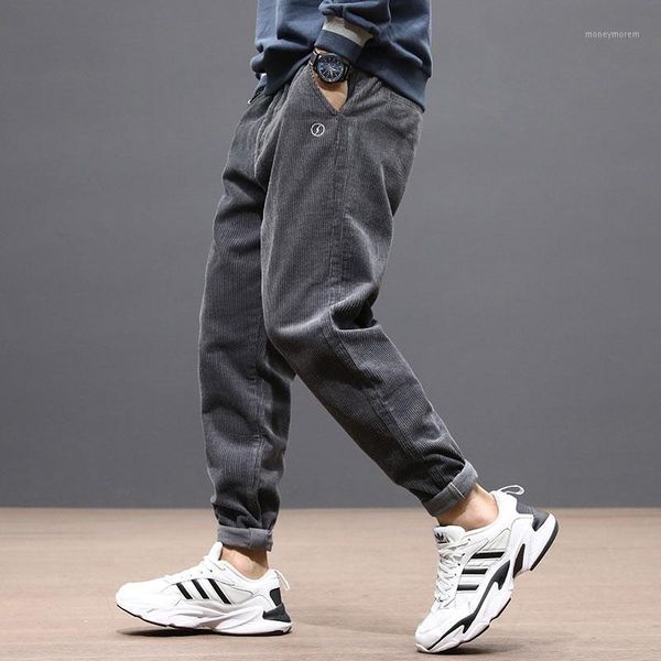

men's jeans casual streetwear men loose fit fashion corduroy cargo pants harem trousers gray color hip hop joggers male pencil pants1, Blue