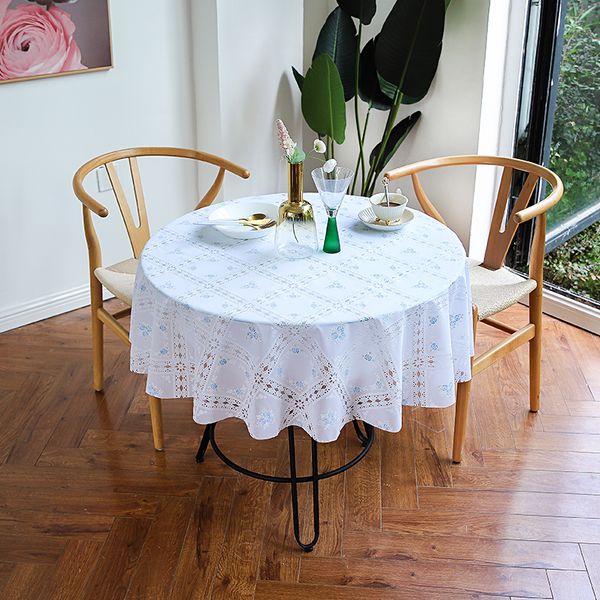 

pvc european style white ins wind small round cloth waterproof oil proof non washable tablecloth anti scald table mat plastic